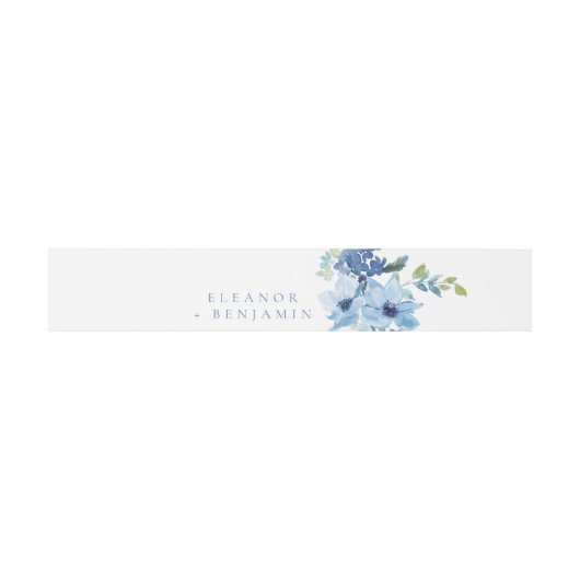 Chic Light Blue Waterverf Floral Wedding Uitnodigingen Wikkel (Vlak)