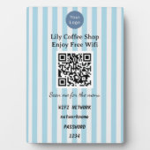 Chic Light Blue & White Stripes QR Code Wifi Fotoplaat (voorkant)