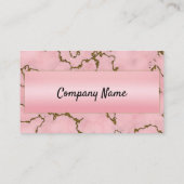Chic Light Blush Pink Marble Gold Glitter Script Visitekaartje (Achterkant)