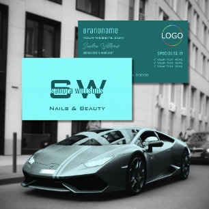 Chic Light Dark Blauwgroen Modern met Monogram en Visitekaartje