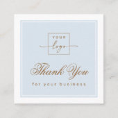 Chic light dusty blue custom logo thank you card vierkante visitekaartje (Voorkant)
