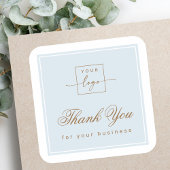 Chic light dusty blue custom logo thank you vierkante sticker