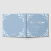 Chic Light Dusty Blue White Wedding Guest Book Gastenboek (Volledig)
