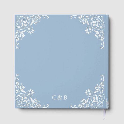 Chic Light Dusty Blue White Wedding Guest Book Gastenboek (Achterkant)