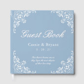 Chic Light Dusty Blue White Wedding Guest Book Gastenboek (Voorkant)