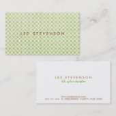 Chic Light Green Linen look Circle Patroon Visitekaartje (Voorkant / Achterkant)