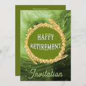 Chic Light Green Marble & Gold Happy Retirement Kaart (Voorkant / Achterkant)
