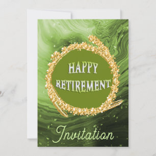 Chic Light Green Marble & Gold Happy Retirement Kaart