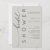 Chic Light Grey & Elegant Tyography Bridal Shower Kaart (Voorkant)