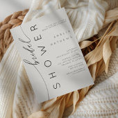 Chic Light Grey & Elegant Tyography Bridal Shower Kaart