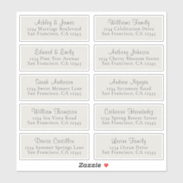 Chic Light Grey Wedding Guest Adresetiketten Sticker