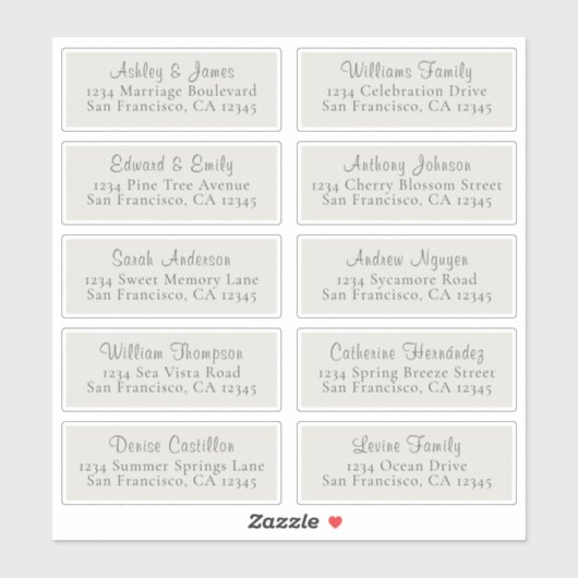Chic Light Grey Wedding Guest Adresetiketten Sticker (Vel)