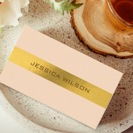Chic light orange pastel gold frame business card visitekaartje