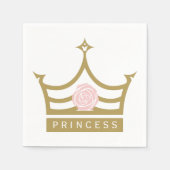 Chic Light Roze Roos en Gold Princess Crown Servetten (Voorkant)
