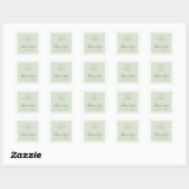 Chic light sage green custom logo thank you vierkante sticker (Vel)