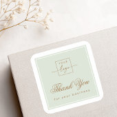 Chic light sage green custom logo thank you vierkante sticker
