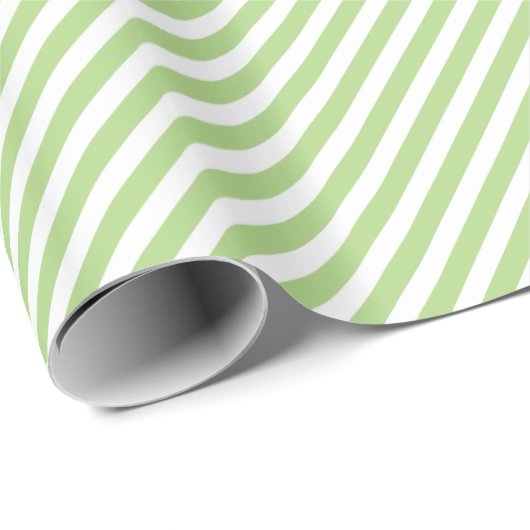 Chic Light Spring Green White Stripes Pattern Cadeaupapier (Rol Hoek)