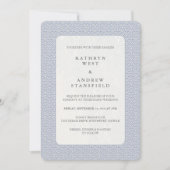 Chic Lila-Blue + White Small Wave Pattern Weddensc Kaart (Voorkant)