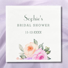 Chic Lila Blush Roze Bright Floral Vrijgezellenfee Servet