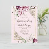 Chic Lila Flowers Gold Lijst Retirement Kaart (Staand voorkant)