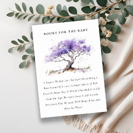 Chic Lila Jacaranda Tree Boeken voor Baby shower Informatiekaartje