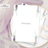 Chic Lila Paarse Pastelbloem Monogram Huwelijk Kaart
