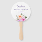Chic Lila Rozen Bright Floral Vrijgezellenfeest Handwaaier (Voorkant)
