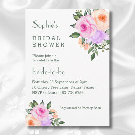 Chic Lila Rozen Bright Floral Vrijgezellenfeest Kaart