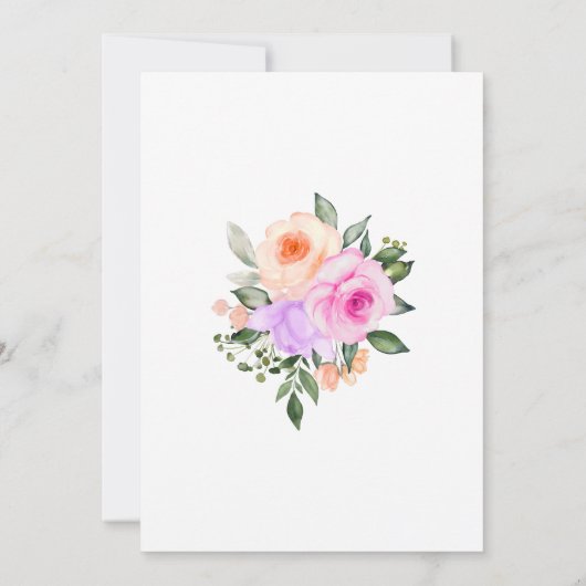 Chic Lila Rozen Bright Floral Vrijgezellenfeest Kaart (Achterkant)