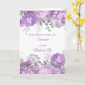 Chic Lila Silver Floral Name Vrijgezellenfeest Kaart (Gele Bloem)