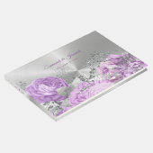 Chic Lila Silver Floral  Wedding Gastenboek (Hoek)