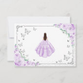 Chic Lilac Purple Roses Silver Quinceanera Bedankkaart (Achterkant)