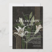 Chic Lilies Celebration of Life Funeral Memorial Kaart (Voorkant)