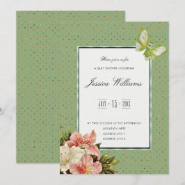 Chic Lilies & Gem Vlinder Baby shower Kaart