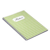 Chic Lime Green Chevron Custom Monogram Notitieboek (Rechterzijde)