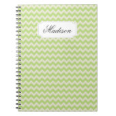 Chic Lime Green Chevron Custom Monogram Notitieboek (Voorkant)