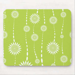 Chic Lime Green Floral Computer Mouse Muismat