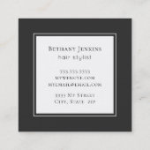 Chic Line Getrokken Zwart Wit Bloemen Vierkante Visitekaartje (Achterkant)