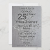 Chic Linen and Silver Jubileum Invitation Kaart (Voorkant)