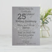 Chic Linen and Silver Jubileum Invitation Kaart (Staand voorkant)