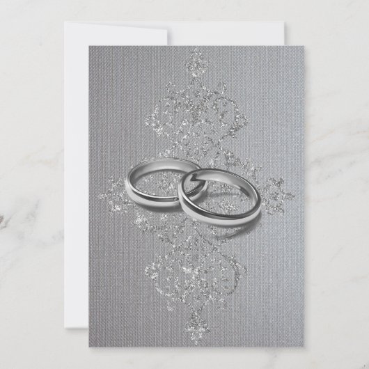 Chic Linen and Silver Jubileum Invitation Kaart (Achterkant)