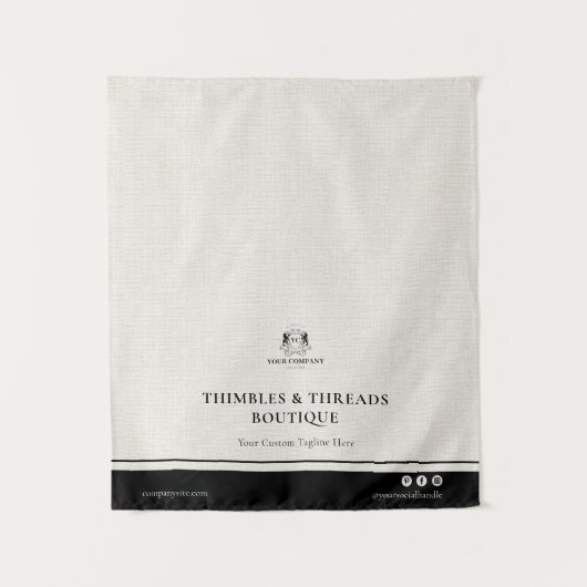 Chic Linen Black Business Logo Event Display Table Wandkleed (Voorkant)