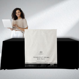 Chic Linen Black Business Logo Event Display Table Wandkleed