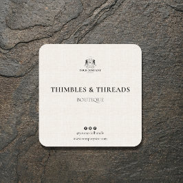 Chic Linen Business Logo Naam Marketing Classic Vierkante Sticker