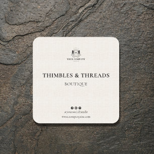 Chic Linen Business Logo Naam Marketing Classic Vierkante Sticker