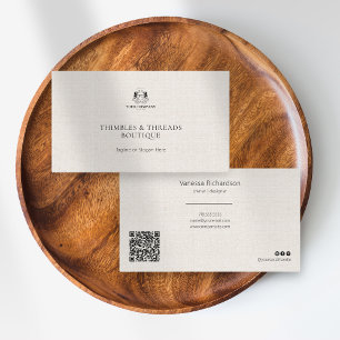 Chic Linen Eenvoudig Zakelijk Logo QR Marketing Visitekaartje