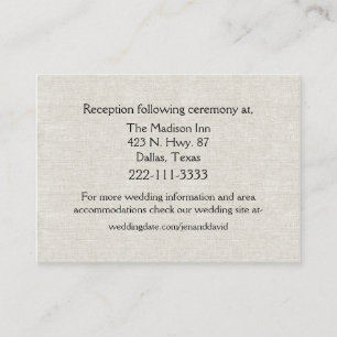 Chic Linen Let Wedding Enclosure Card Informatiekaartje
