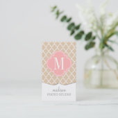 Chic Linen Moroccan Lattice Personalized Visitekaartje (Staand voorkant)