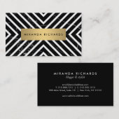 Chic Lines Zwart Marmer Witte Strepen II Visitekaartje (Voorkant / Achterkant)