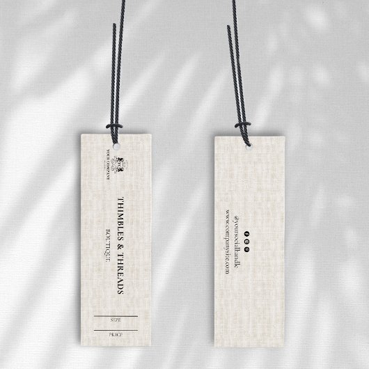 Chic Linnen Business Logo Boutique Prijs Hang Labe Mini Visitekaartjes